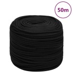 vidaXL Frânghie de lucru, negru, 8 mm, 50 m, poliester vidaXL Frânghie de lucru, negru, 8 mm, 50 m, poliester
