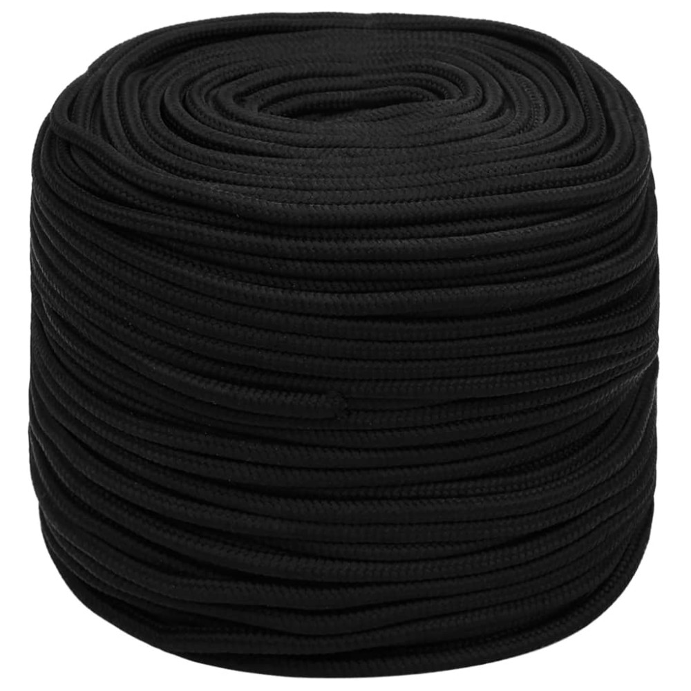vidaXL Frânghie de lucru, negru, 10 mm, 50 m, poliester