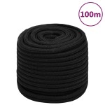 vidaXL Frânghie de lucru, negru, 16 mm, 100 m, poliester vidaXL Frânghie de lucru, negru, 16 mm, 100 m, poliester