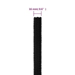 vidaXL Frânghie de lucru, negru, 16 mm, 100 m, poliester vidaXL Frânghie de lucru, negru, 16 mm, 100 m, poliester