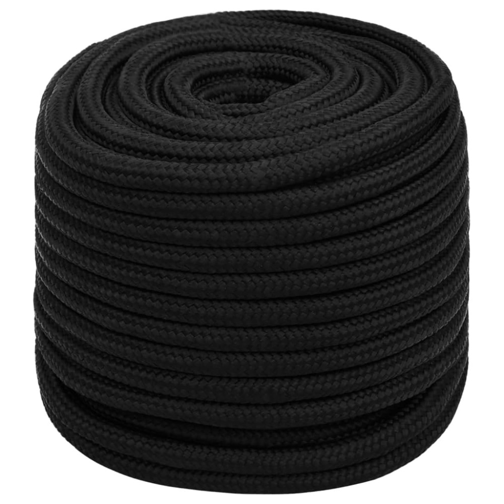 vidaXL Frânghie de lucru, negru, 18 mm, 100 m, poliester