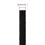 vidaXL Frânghie de lucru, negru, 20 mm, 25 m, poliester vidaXL Frânghie de lucru, negru, 20 mm, 25 m, poliester