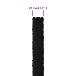 vidaXL Frânghie de lucru, negru, 20 mm, 50 m, poliester vidaXL Frânghie de lucru, negru, 20 mm, 50 m, poliester