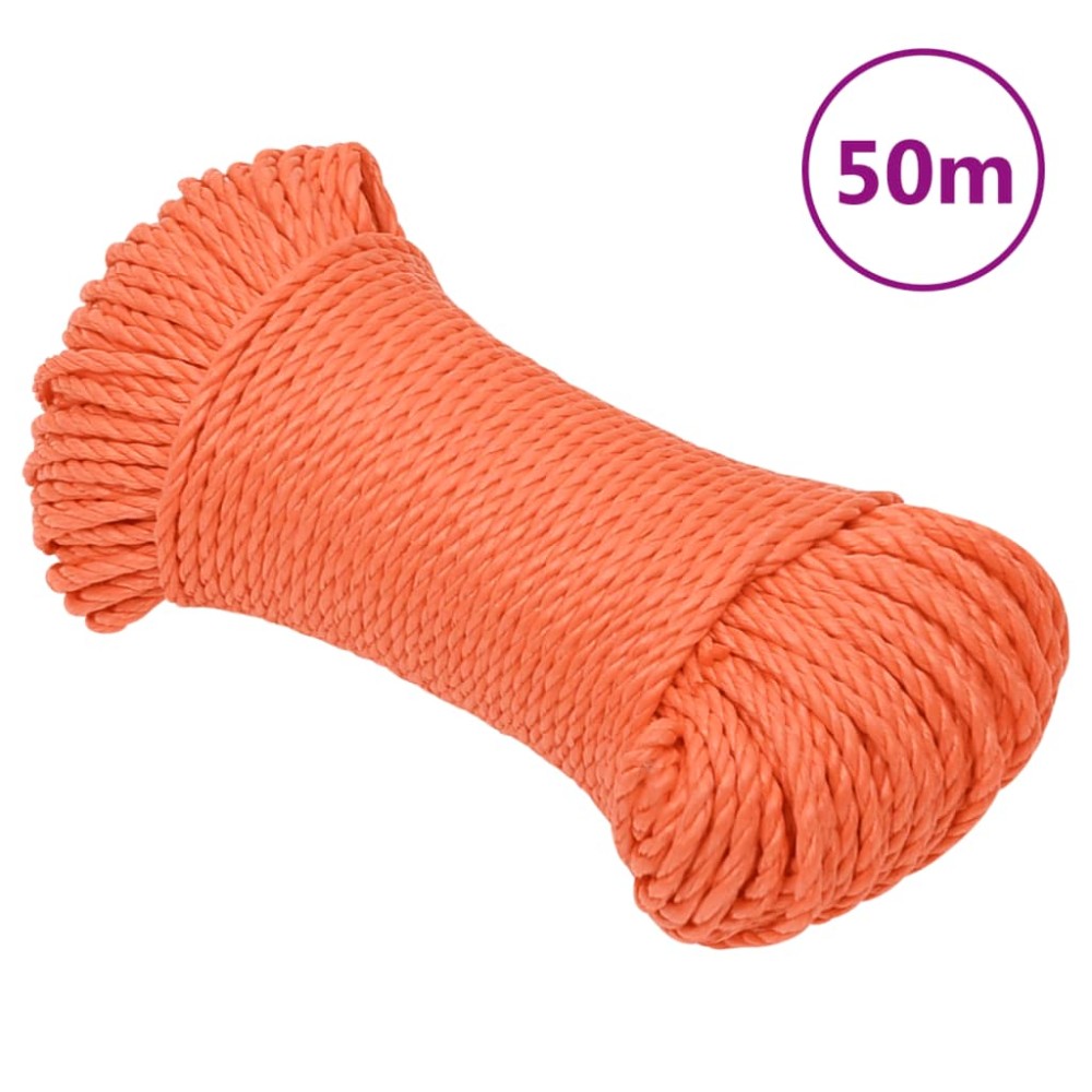 vidaXL Frânghie de lucru, portocaliu, 3 mm, 50 m, polipropilenă