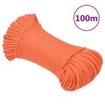 vidaXL Frânghie de lucru, portocaliu, 3 mm, 100 m, polipropilenă vidaXL Frânghie de lucru, portocaliu, 3 mm, 100 m, polipropilenă