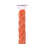 vidaXL Frânghie de lucru, portocaliu, 14 mm, 50 m, polipropilenă vidaXL Frânghie de lucru, portocaliu, 14 mm, 50 m, polipropilenă