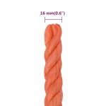 vidaXL Frânghie de lucru, portocaliu,16 mm, 25 m, polipropilenă vidaXL Frânghie de lucru, portocaliu,16 mm, 25 m, polipropilenă