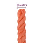 vidaXL Frânghie de lucru, portocaliu, 20 mm, 50 m, polipropilenă vidaXL Frânghie de lucru, portocaliu, 20 mm, 50 m, polipropilenă
