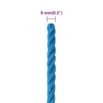 vidaXL Frânghie de lucru, albastru, 8 mm, 100 m, polipropilenă