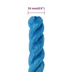 vidaXL Frânghie de lucru, albastru, 24 mm, 25 m, polipropilenă