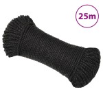 vidaXL Frânghie de lucru, negru, 6 mm, 25 m, polipropilenă vidaXL Frânghie de lucru, negru, 6 mm, 25 m, polipropilenă
