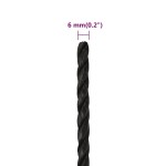 vidaXL Frânghie de lucru, negru, 6 mm, 25 m, polipropilenă vidaXL Frânghie de lucru, negru, 6 mm, 25 m, polipropilenă
