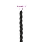 vidaXL Frânghie de lucru, negru, 6 mm, 100 m, polipropilenă vidaXL Frânghie de lucru, negru, 6 mm, 100 m, polipropilenă