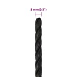 vidaXL Frânghie de lucru, negru, 8 mm, 25 m, polipropilenă vidaXL Frânghie de lucru, negru, 8 mm, 25 m, polipropilenă
