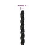 vidaXL Frânghie de lucru, negru, 8 mm, 250 m, polipropilenă vidaXL Frânghie de lucru, negru, 8 mm, 250 m, polipropilenă