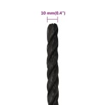 vidaXL Frânghie de lucru, negru, 10 mm, 50 m, polipropilenă