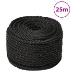 vidaXL Frânghie de lucru, negru, 12 mm, 25 m, polipropilenă