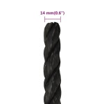 vidaXL Frânghie de lucru, negru, 14 mm, 25 m, polipropilenă vidaXL Frânghie de lucru, negru, 14 mm, 25 m, polipropilenă