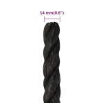 vidaXL Frânghie de lucru, negru, 14 mm, 50 m, polipropilenă vidaXL Frânghie de lucru, negru, 14 mm, 50 m, polipropilenă