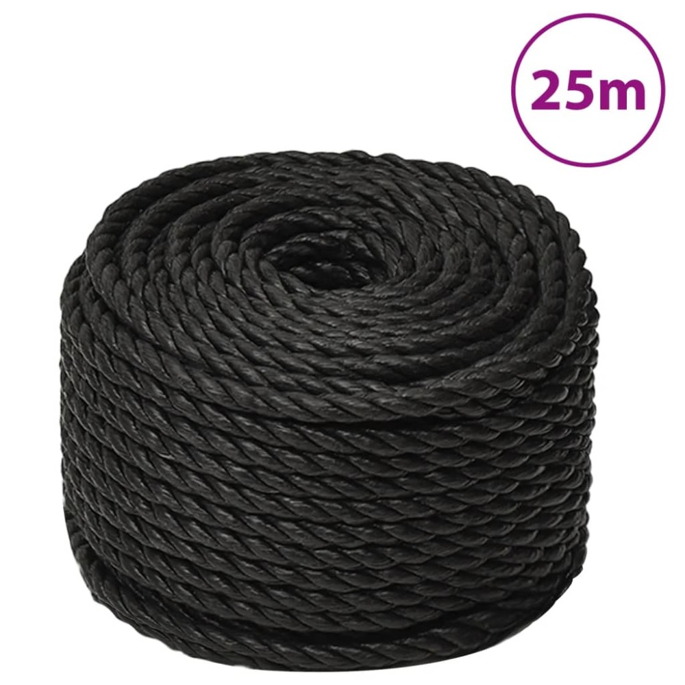 vidaXL Frânghie de lucru, negru, 16 mm, 25 m, polipropilenă