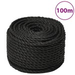 vidaXL Frânghie de lucru, negru, 16 mm, 100 m, polipropilenă vidaXL Frânghie de lucru, negru, 16 mm, 100 m, polipropilenă