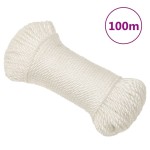 vidaXL Frânghie de lucru, alb, 3 mm, 100 m, polipropilenă