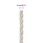 vidaXL Frânghie de lucru, Alb, 8 mm, 500 m, polipropilenă vidaXL Frânghie de lucru, Alb, 8 mm, 500 m, polipropilenă