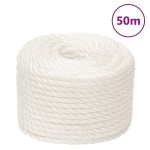 vidaXL Frânghie de lucru, Alb, 10 mm, 50 m, polipropilenă