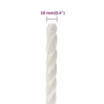 vidaXL Frânghie de lucru, alb, 10 mm, 100 m, polipropilenă