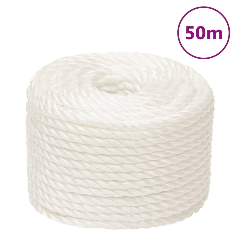 vidaXL Frânghie de lucru, Alb, 12 mm, 50 m, polipropilenă
