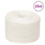 vidaXL Frânghie de lucru, Alb, 14 mm, 25 m, polipropilenă