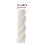 vidaXL Frânghie de lucru, alb, 20 mm, 100 m, polipropilenă