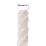 vidaXL Frânghie de lucru, Alb, 24 mm, 25 m, polipropilenă