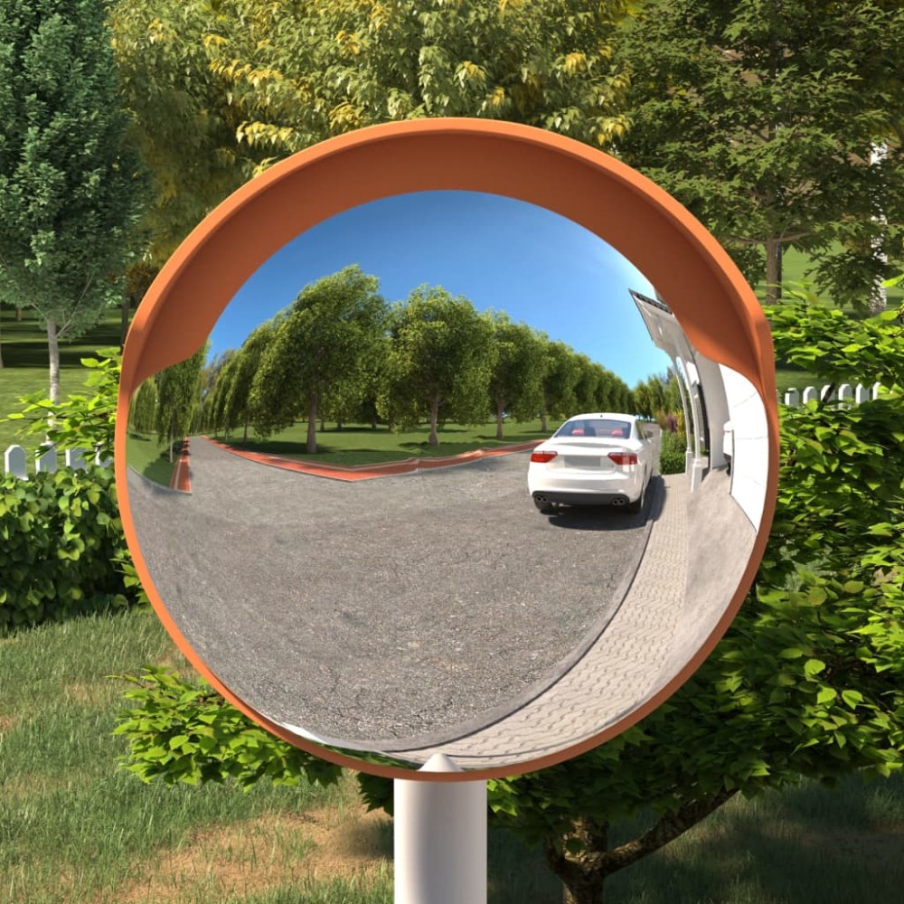 vidaXL Oglindă trafic convexă exterior, portocaliu Ø30 cm policarbonat