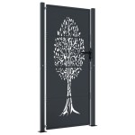 vidaXL Poartă pentru grădină, antracit, 105x205 cm, oțel, design copac