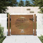 vidaXL Poartă pentru grădină, 105x80 cm, oțel corten, model copac