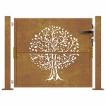 vidaXL Poartă pentru grădină, 105x80 cm, oțel corten, model copac