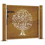 vidaXL Poartă pentru grădină, 105x105 cm, oțel corten, model copac