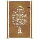 vidaXL Poartă pentru grădină, 105x130 cm, oțel corten, model copac