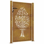 vidaXL Poartă pentru grădină, 105x130 cm, oțel corten, model copac