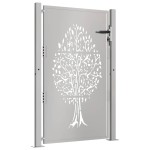 vidaXL Poartă pentru grădină, 105x155 cm, oțel corten, model copac