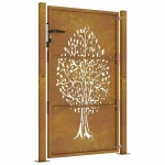 vidaXL Poartă pentru grădină, 105x155 cm, oțel corten, model copac