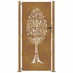vidaXL Poartă pentru grădină, 105x180 cm, oțel corten, model copac