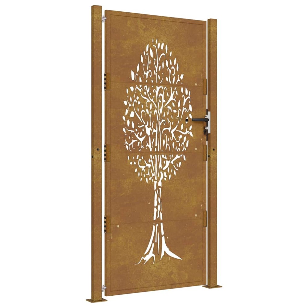 vidaXL Poartă de grădină, 105x205 cm, oțel corten, model copac