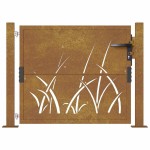 vidaXL Poartă pentru grădină, 105x80 cm, oțel corten, model iarbă