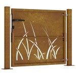 vidaXL Poartă pentru grădină, 105x105 cm, oțel corten, model iarbă vidaXL Poartă pentru grădină, 105x105 cm, oțel corten, model iarbă