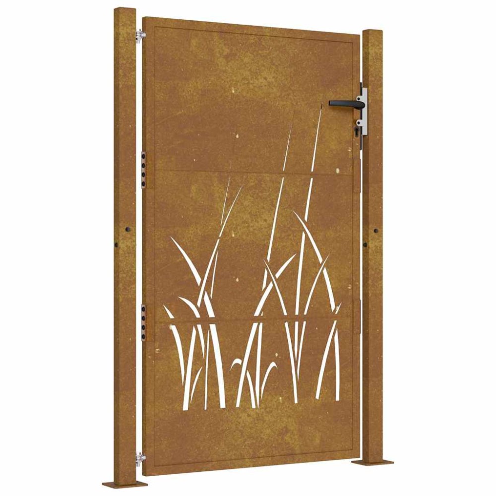 vidaXL Poartă pentru grădină, 105x130 cm, oțel corten, model iarbă