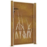 vidaXL Poartă pentru grădină, 105x155 cm, oțel corten, model iarbă