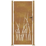 vidaXL Poartă pentru grădină, 105x180 cm, oțel corten, model iarbă