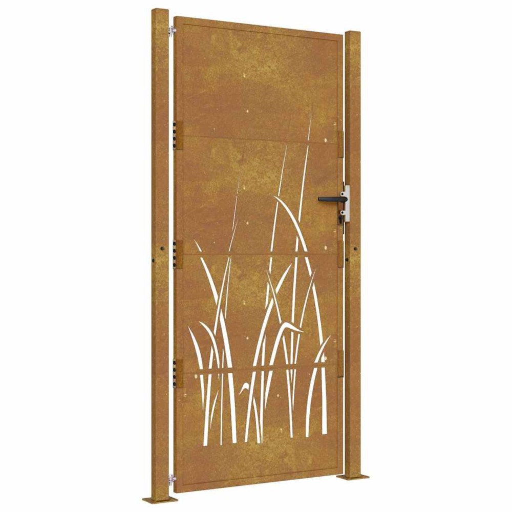 vidaXL Poartă pentru grădină, 105x205 cm, oțel corten, model iarbă